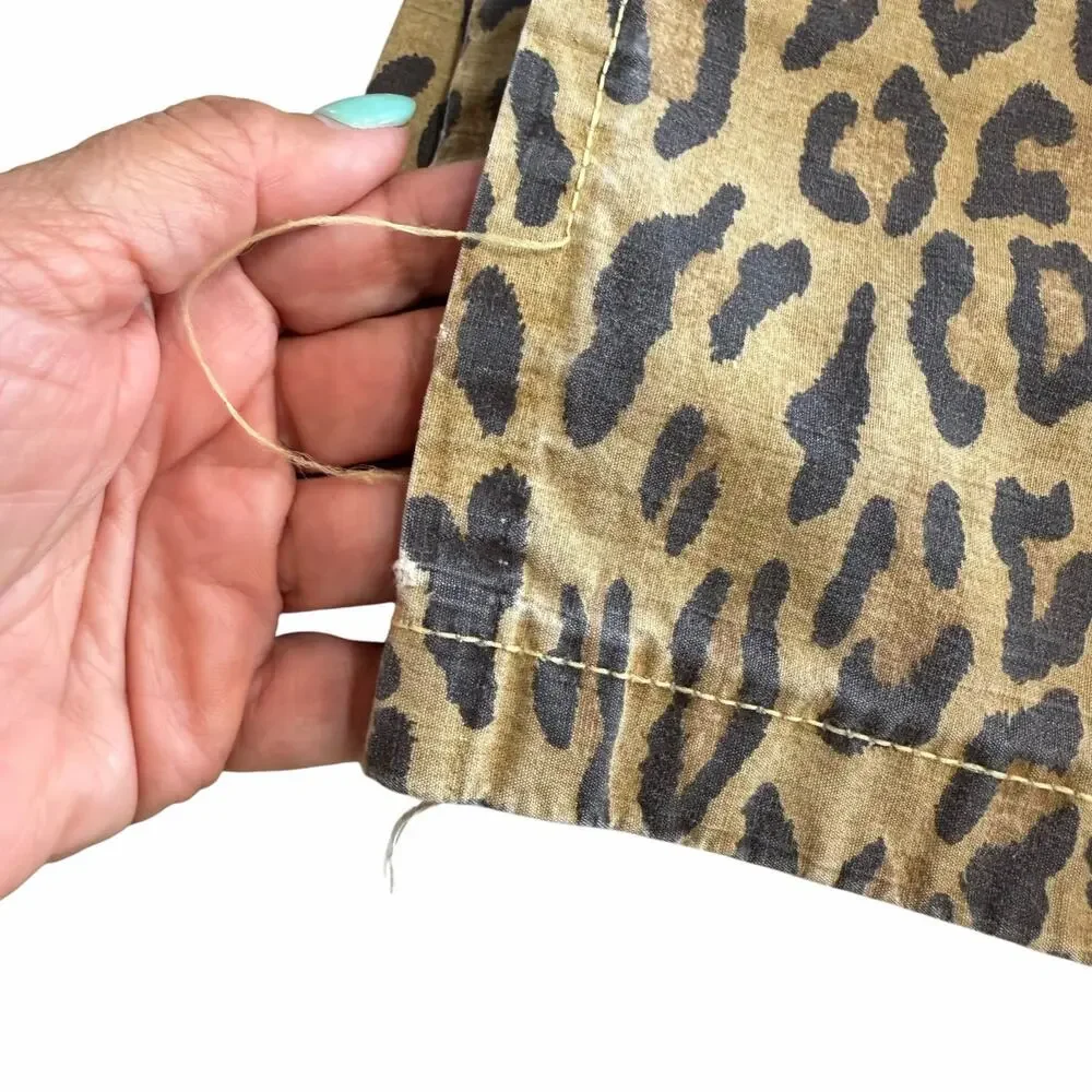 VTG Ralph Lauren Aragon Leopard Print Queen Flat Sheet Made in USA Cotton 90s #1